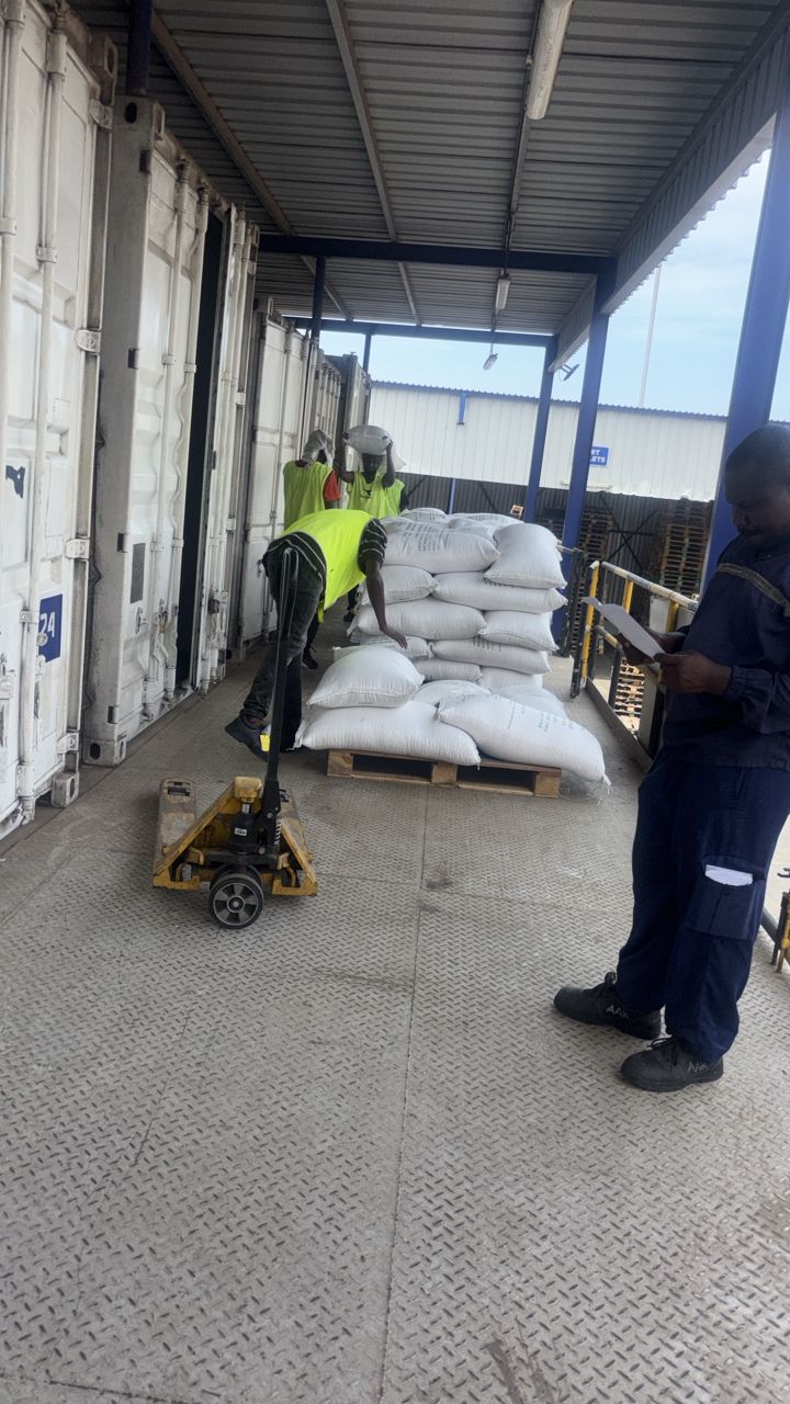 Flour products arranged in stock